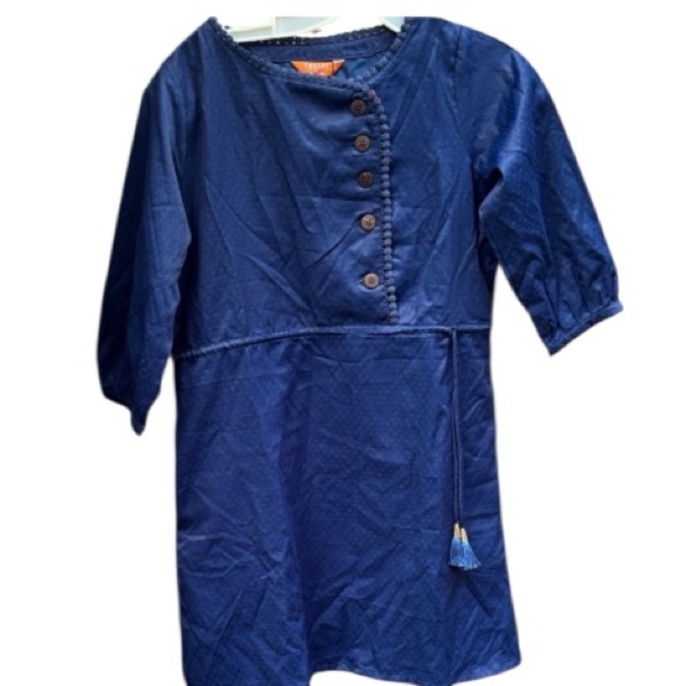 Tea Collection Deep Blue Kids Dress with Button Accents